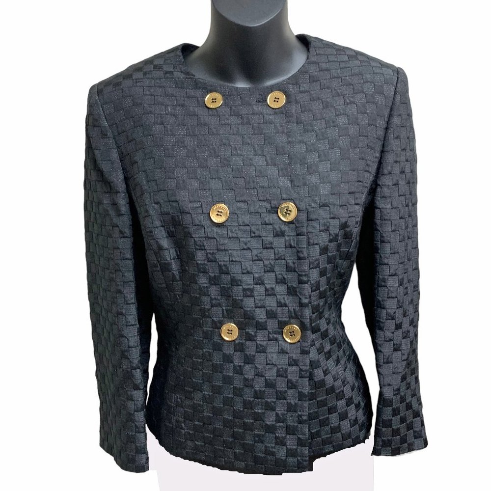 TAHARI Levine DeMarco Emily Juniper Black Double Breasted Jacket‎